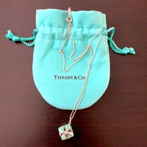 Tiffany & Co. Enamel Blue Box Charm Necklace